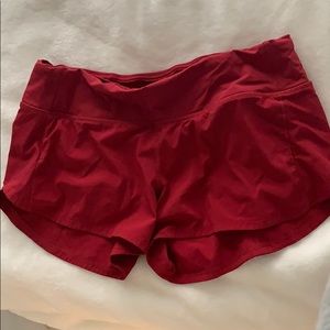 Red Lululemon shorts